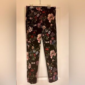 H&M Black Slim Floral Trouser Pants